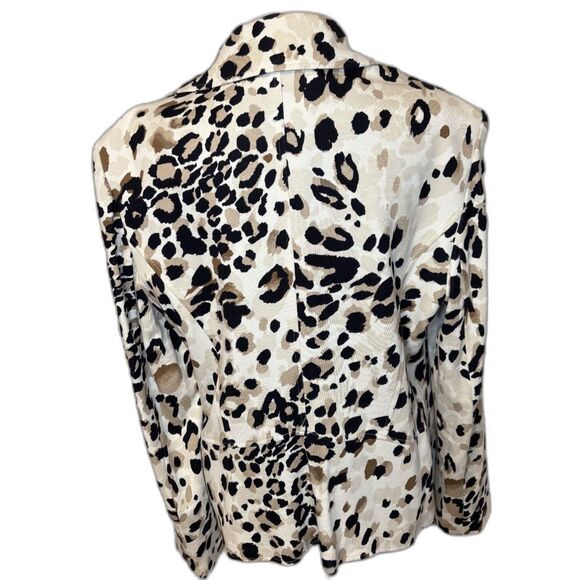 Chico's Animal Print Soft Stretch Ponte Knit Zip Moto Jacket Top - Picture 4 of 6